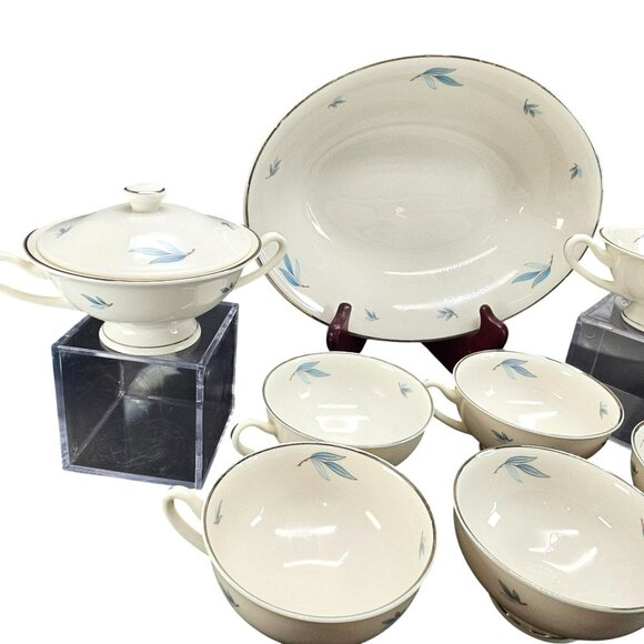 Celeste Syracuse China Tea Cups Sugar Creamer and Oval Bowl Set JJ3829 - Picture 3 of 16